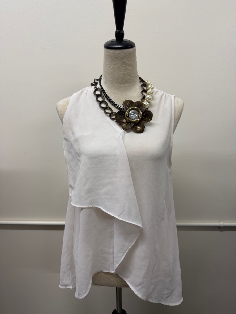 White Layered Sleeveless Blouse